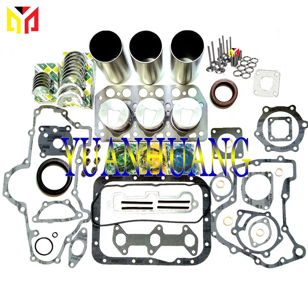 

K3D Engine Rebuild Kit With Valve Guide Seat Overhual Repair Gasket Set For Mitsubishi Diesel Liner Piston Ring Bearing