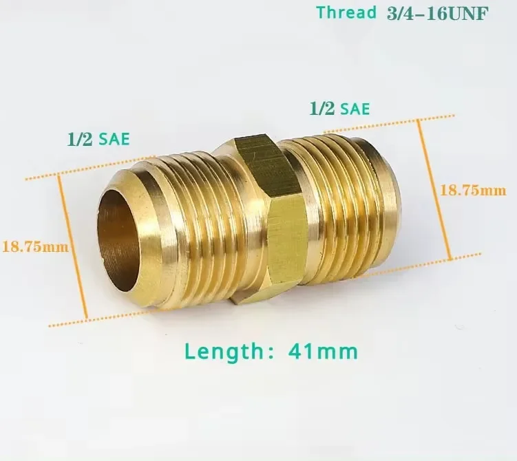 Gleiches Reduzierstück, Bördelrohr, Außendurchmesser 1/4 Zoll, 5/16 Zoll, 3/8 Zoll, 1/2 Zoll, 5/8 Zoll, 3/4 Zoll, 7/8 Zoll, SAE-Standard, Messingrohrverschraubung, Anschluss, Luftkoniditoner