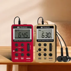 Retekess V112 Radio Mini Pocket Radio Receiver Portable Radios AM FM Rechargeble Sleep Time Earphone For Walkman Go Hiking