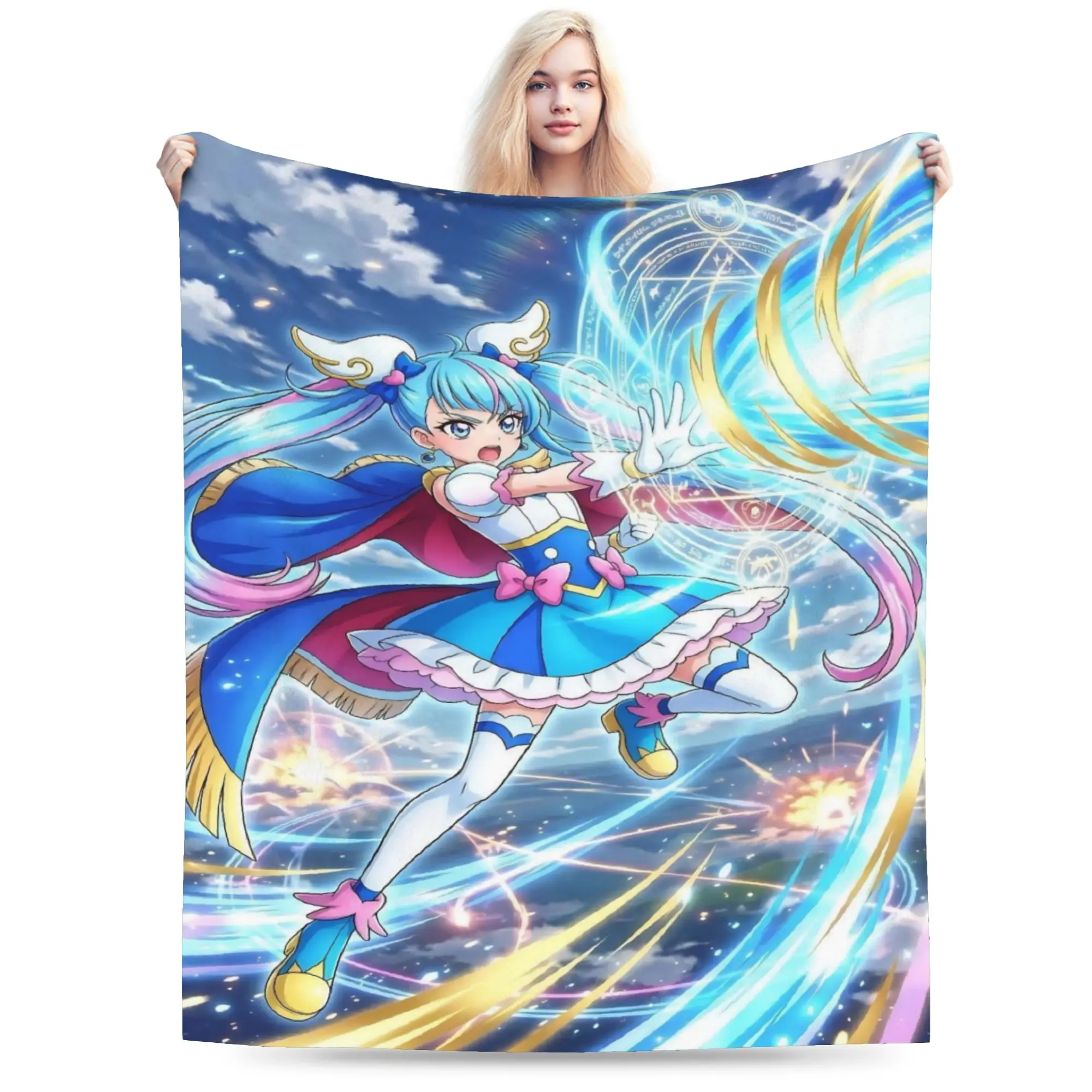Soaring Sky Pretty Cure Blankets Fleece  Cozy Lightweight Thin Throw Blankets for Home Bedspreads
