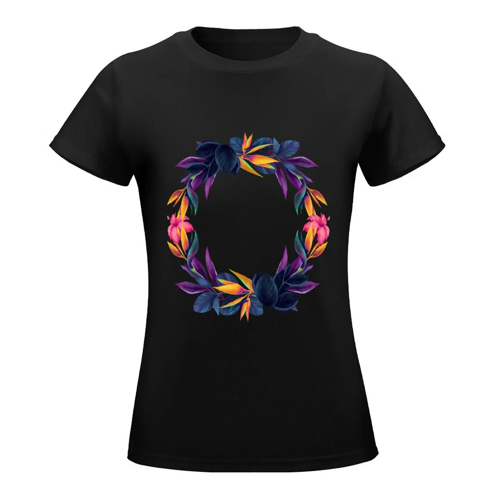 Vibrant floral ornamental botanical design in attractive colours. T-Shirt anime clothes animal print black t-shirts for Women