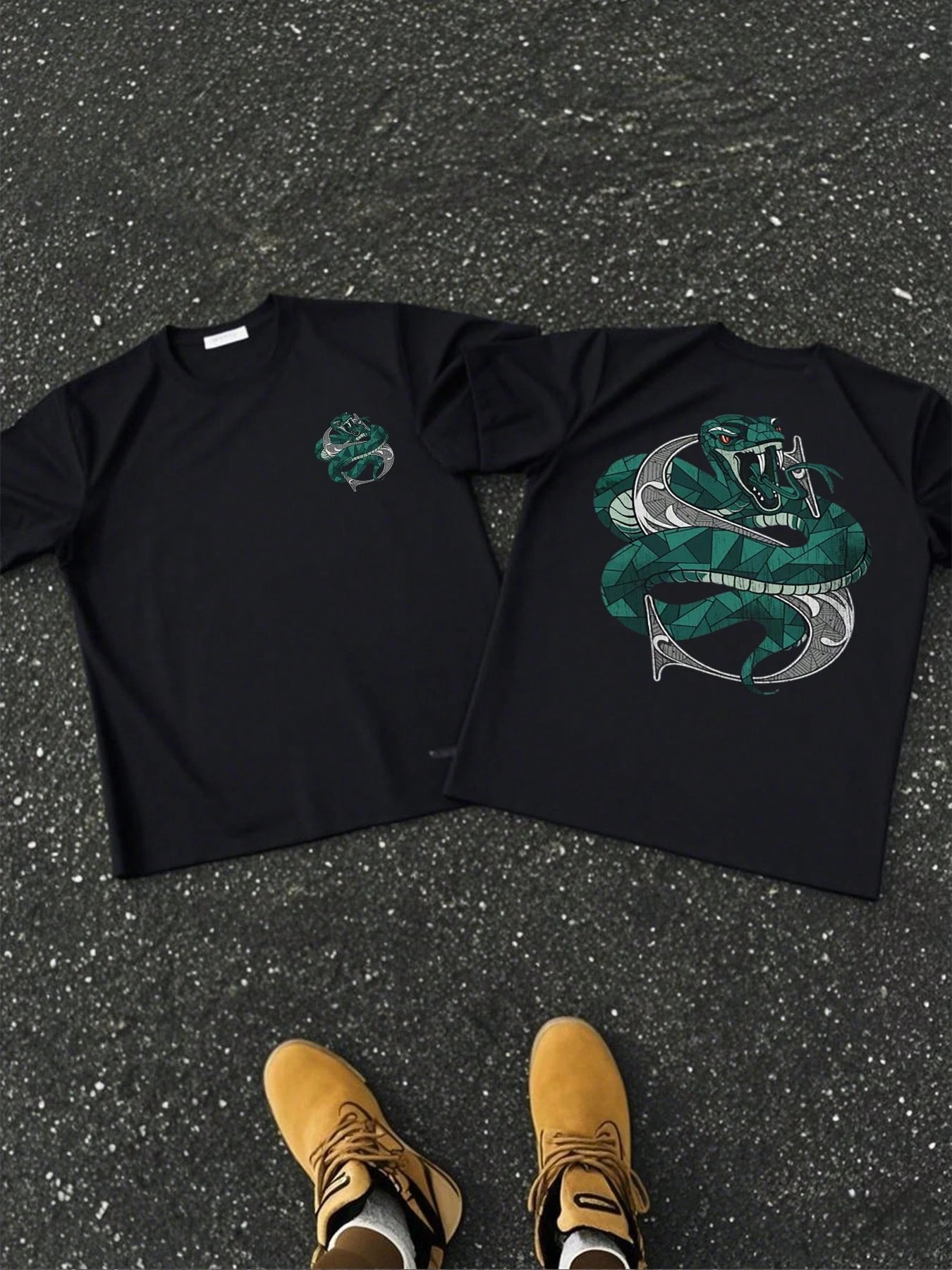 

Men's T-shirt Double Sided Digital Print Heavyweight With Intricate Snake Graphic Unisex Breathable harajuku COTTON streetwear