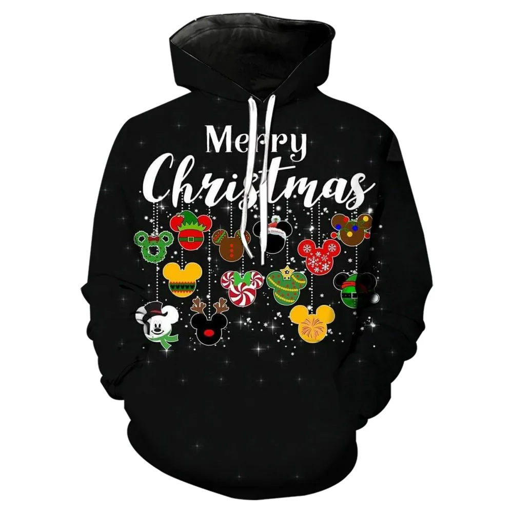 Disney New 3D Minnie Mickey Mouse Christmas Men Women Hoodies Casual Hip Hop Streetwear Sweatshirts Boys Girls Autumn Tops Coats