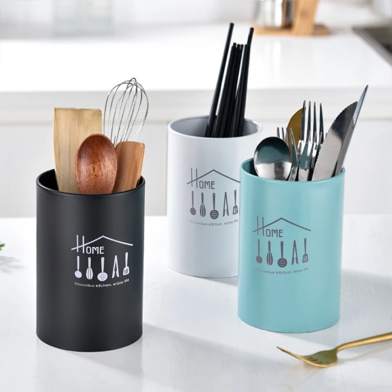 Simple Cylinder Cutlery Storage Kitchenware Kitchen Supply Flatware Drainage Container Tableware Storage Rack