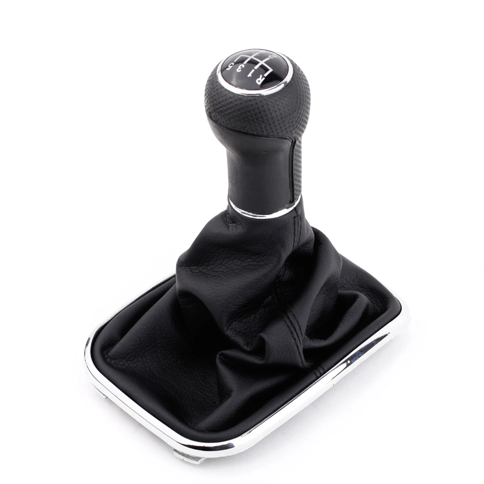 New 5 Speed Gear Shift Knob Gaitor Boot Black PU Leather Replacement for VW Golf Bora Jetta GTi MK4 1999-2004