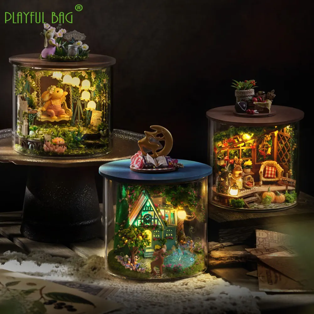 DIY Cabin Dream Bottle Series Hand Assembled 3D Puzzle Kids Toy House Garden Building Block Model Table Ornaments Gifts HG73