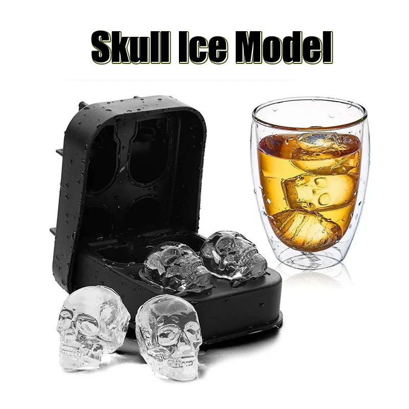 3D Skull Silicone Mold Ice Cube Tray Mould Cube Maker Ice Ball Mold Whiskey Wine Cocktail  Cube Mold Ice Ball maker