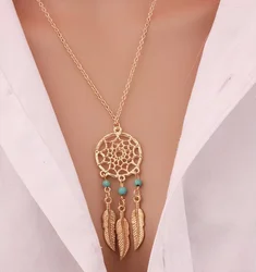 Feather Pendant Bohemia Tassels Necklace Jewelry Network Pendant Chain Retro Women Necklace Gift