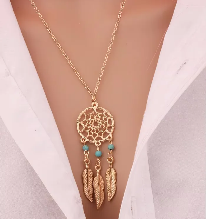 Feather Pendant Bohemia Tassels Necklace Jewelry Network Pendant Chain Retro Women Necklace Gift