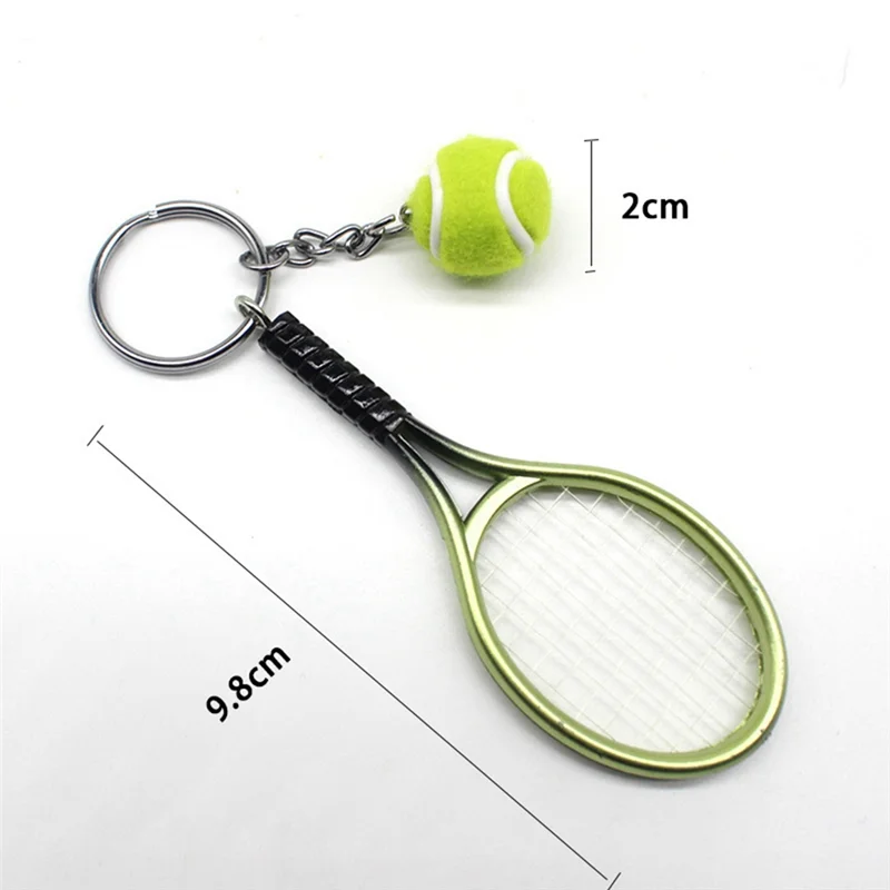 A23F-12 pçs raquete de tênis chaveiro elegante bola de tênis split anel chaveiro para amantes do esporte equipe