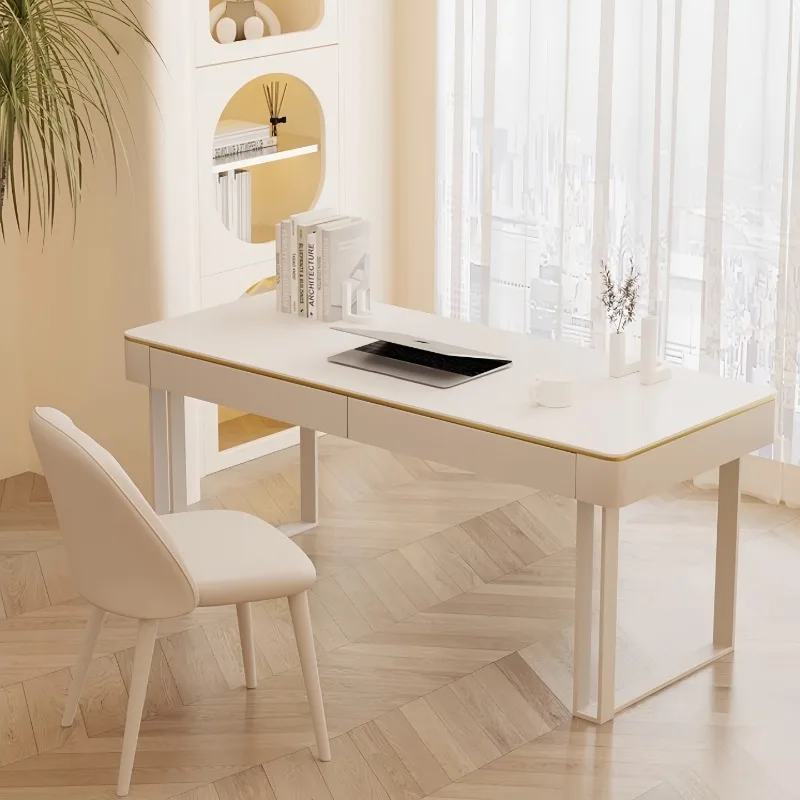 Modern Luxury Office Manager Computer Desk Slate Iron Utility Drawer Commercial Small Apartment Home