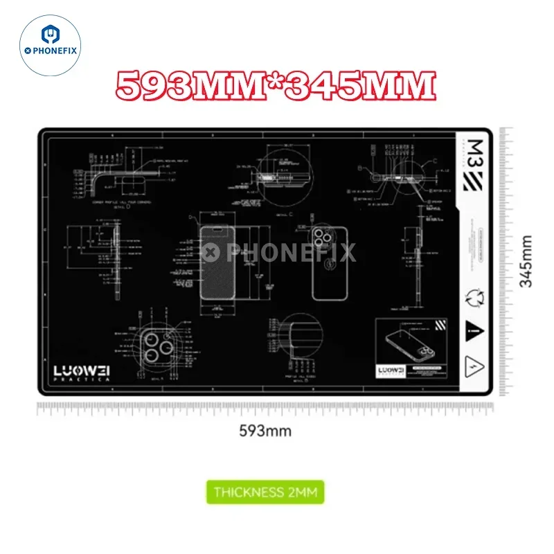 Thick Durable Silicon Soldering Mat ESD Thermal Heat Insulation Working Pad for Home PC Phone Industrial Maintenance Platform
