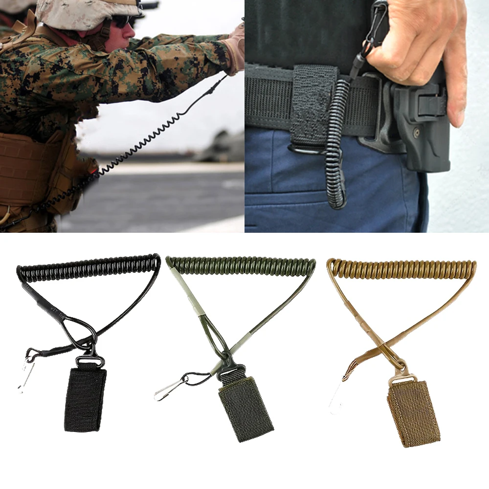 Multifunctional anti-theft and anti loss spring rope pistol tactical safety rope mountaineering buckle outdoor