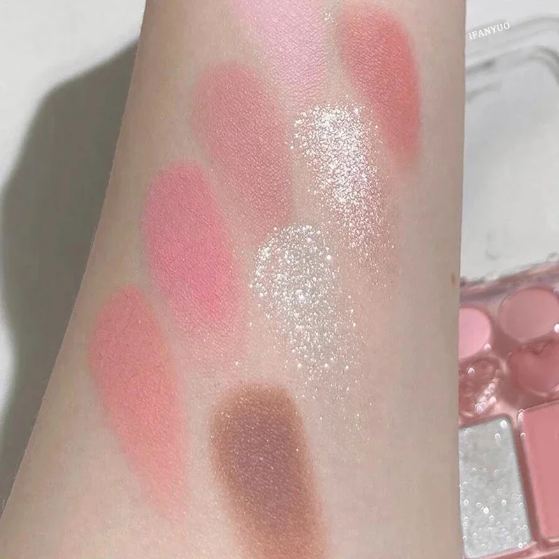 Paleta de sombras com placa de sombra de olho, 8 cores, alta luz integrada, natural e de longa duração, brilho de luz, maquiagem