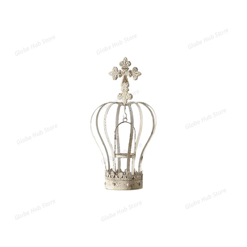 

French Retro Old Birdcage Candlestick Wedding Garden Tabletop Decoration Candlestick Ornament Crown Jewelry Candle Holders
