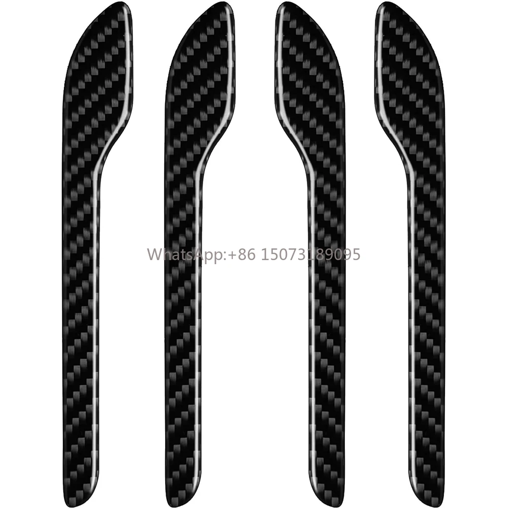 

4 шт. накладка на внешнюю дверную ручку из углеродного волокна, совместимая с Tesla Model 3, защитная пленка для внешних аксессуаров, черная