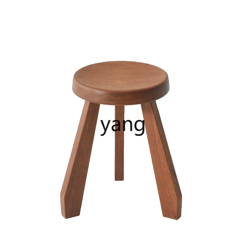 Taburete LTT Bullet, taburete redondo pequeño de madera maciza, taburete bajo de teca antiguo de estilo nórdico japonés, estilo Wabi Sansi