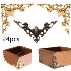 24pcs Book Box Corner Edge Decorative Protector Cover for Jewelry Chest Gift Wine Wooden Case Scrapbook Photo Album Frame Metal