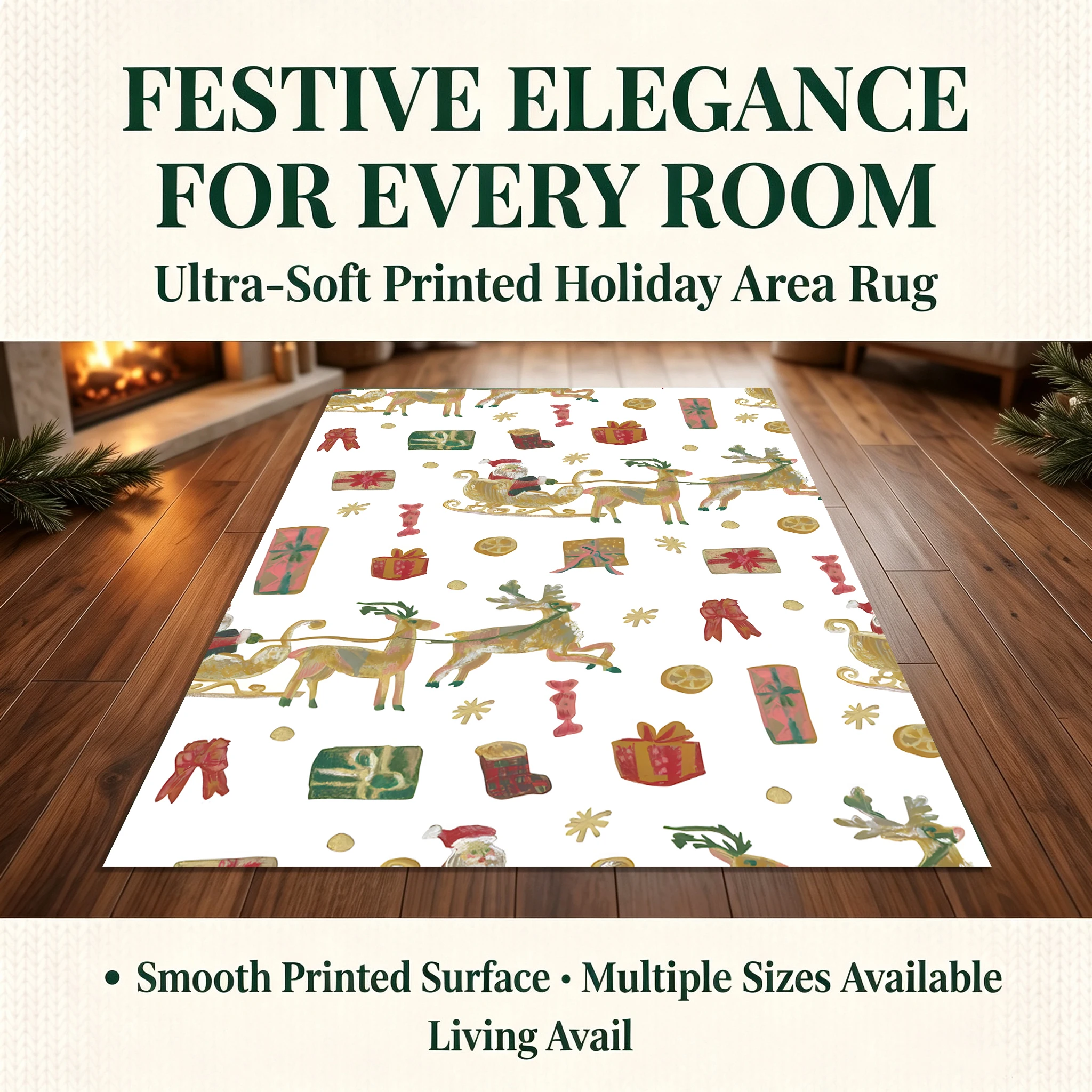 Velvet Rug Christmas Reindeer Sage Gift All over Print Cute Fun for Entryway Bedroom Living Room Home Decor