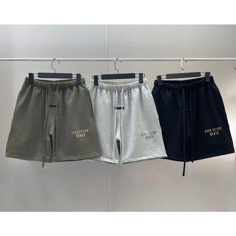 

FW25 Роскошные брендовые мужские шорты Классический дизайн Двухрядные шорты с буквенным принтом и логотипом High Street Пара Свободные шерстяные шорты с петлями