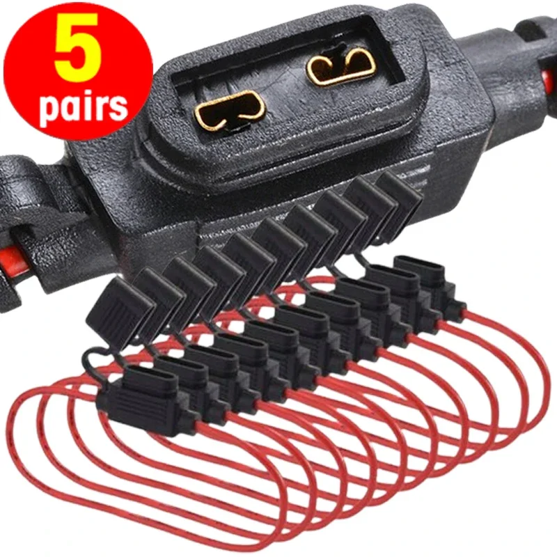 5Pcs in Line Car Mini Blade Adapter Fuse Holder Splash-proof for 12V 30A Wire Cutoff Switch Socket Damp Proof Splash