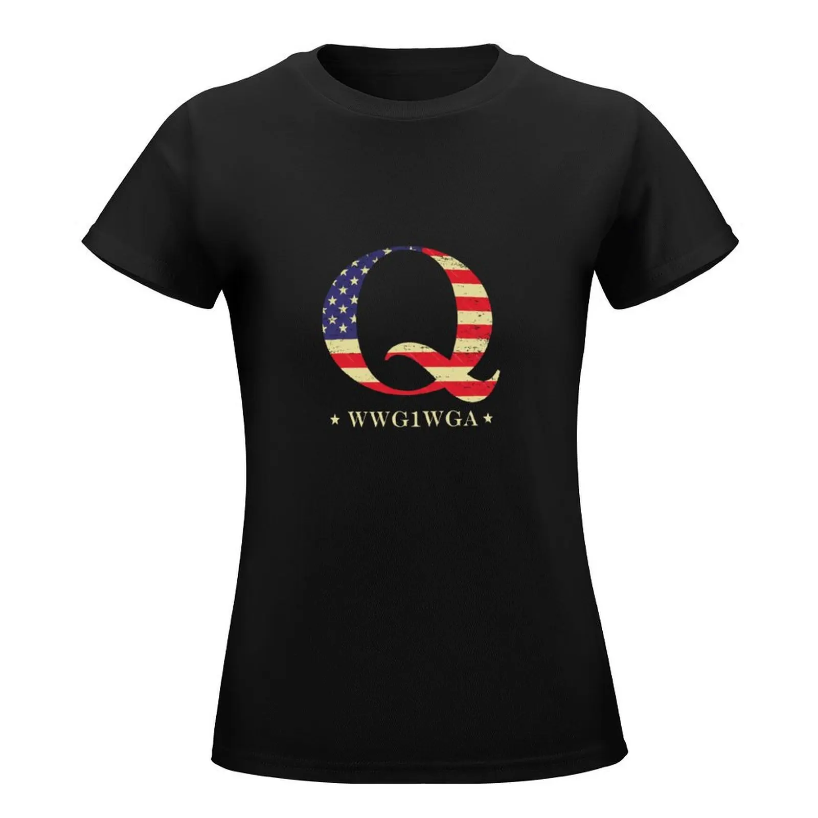 Q Wwgiwga American Flag Unisex Logo Cheap Tee Logo T-Shirt vintage clothes graphics black t shirts for Women