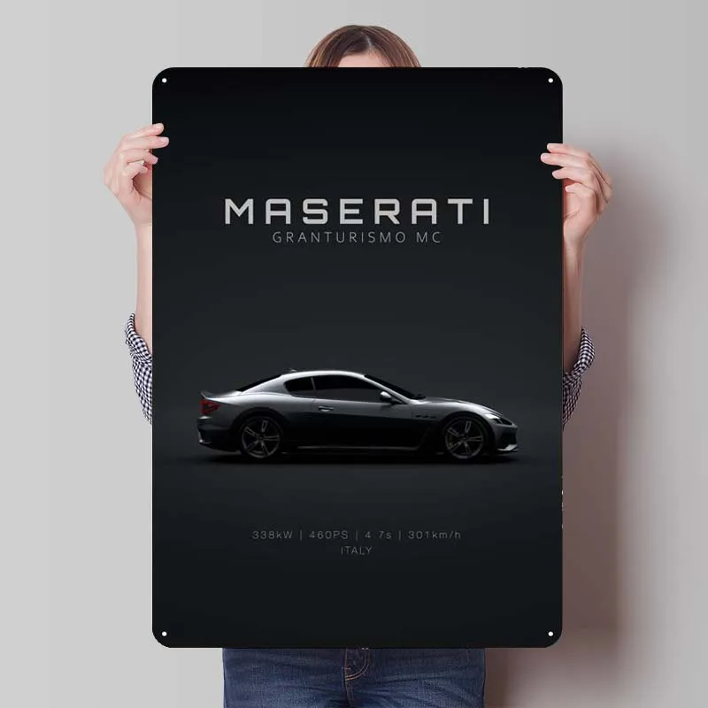 Maserati GranTurismo MC Sign Car Metal Poster Retro Metal Tin Signs for Wall Art Decoration Vintage Home Decor Items Interior