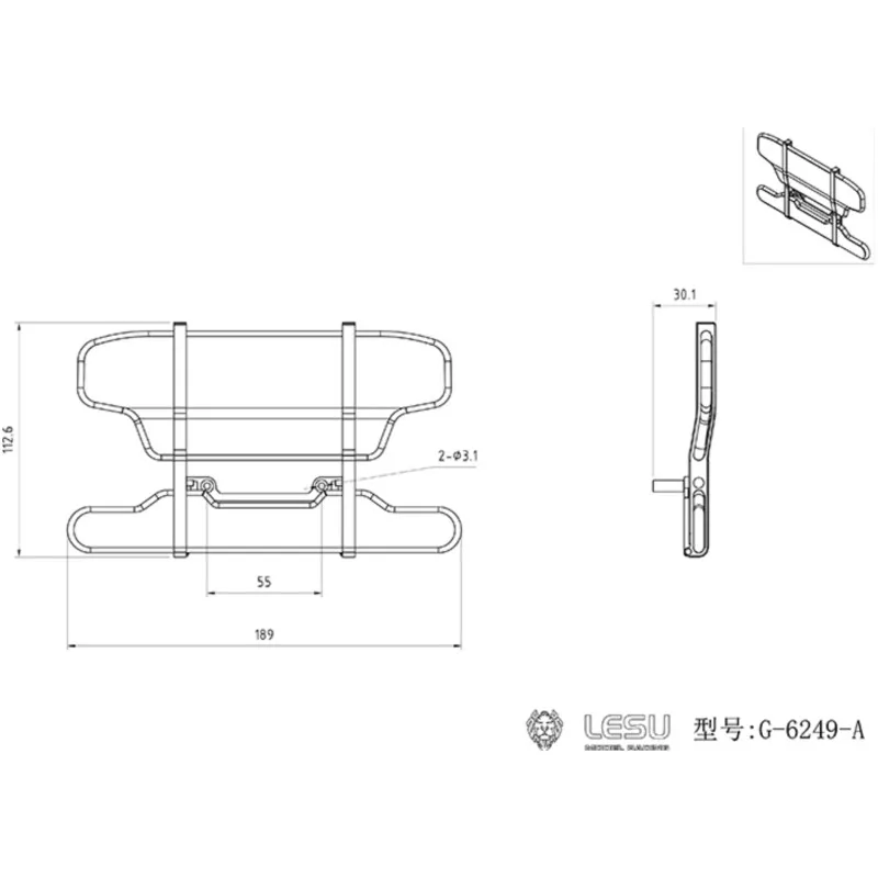 Części metalowego przedniego zderzaka LESU do modelu ciężarówki ciągnika RC Tamiyaya Fh16 w skali 1/14, model DIY, zabawki do użytku na zewnątrz TH16965
