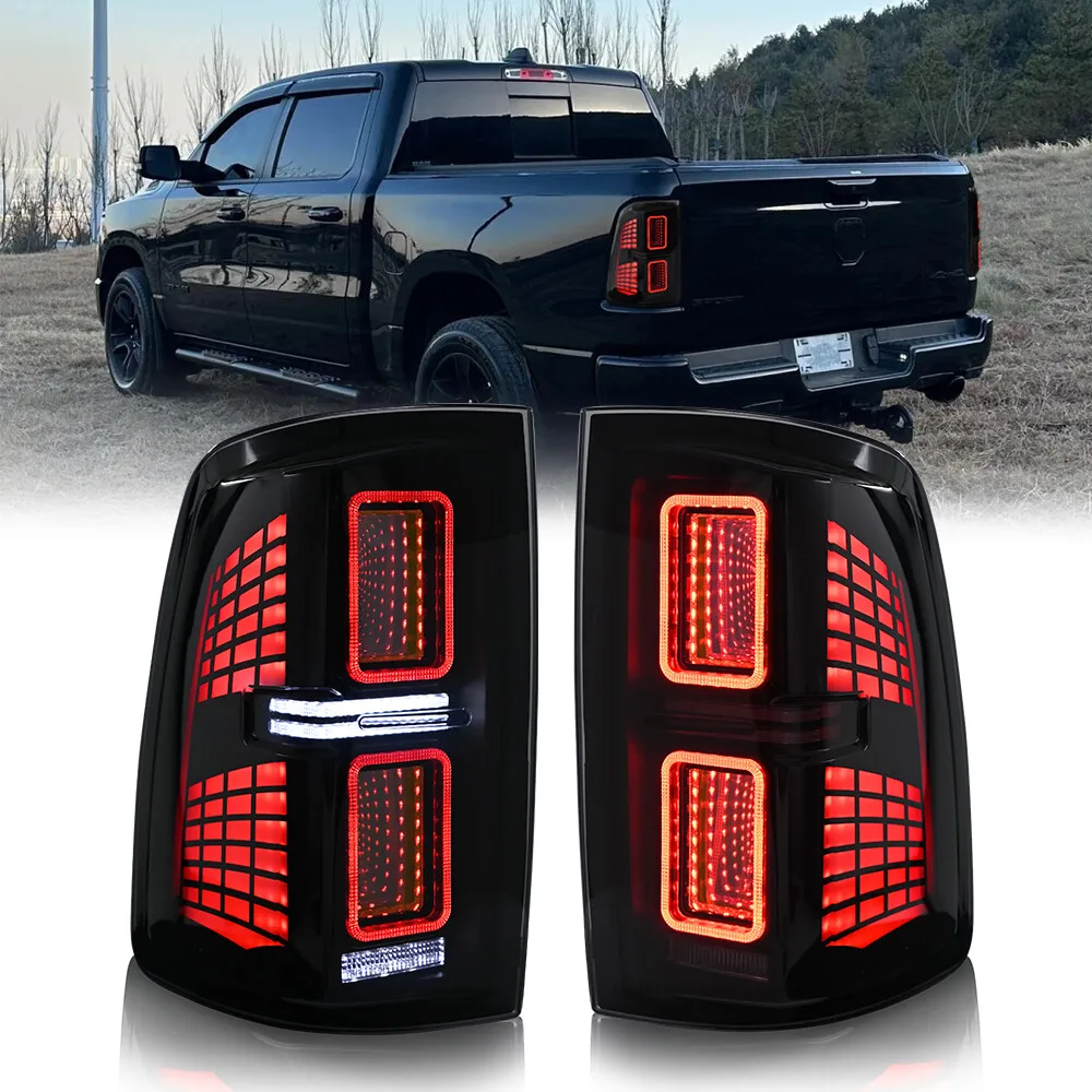

2Pcs LED Tail Light Assembly for Dodge Ram 4th Gen 1500 2500 3500 2009-2018 Turn Signal Rear Lamps Black