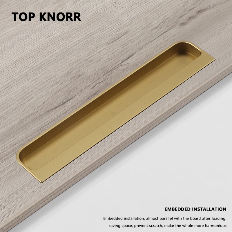 Poignée de Porte Coulissante Cachée, Meuble Moderne, Or, Noir