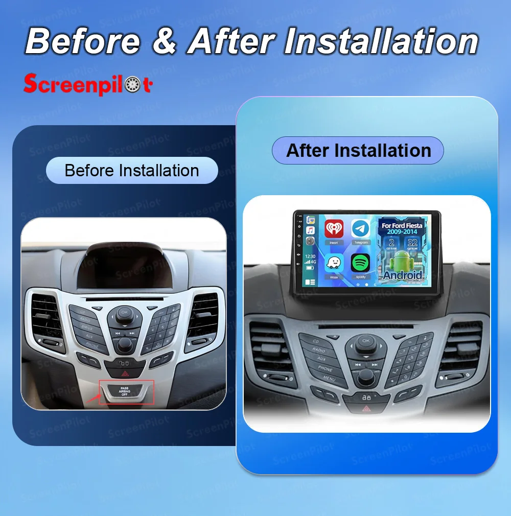 Android 16 Car Radio Stereo Head Unit For Ford Fiesta Mk 6 2009 - 2018 American Airbag Multimedia Video Player Navigation Touch view 3