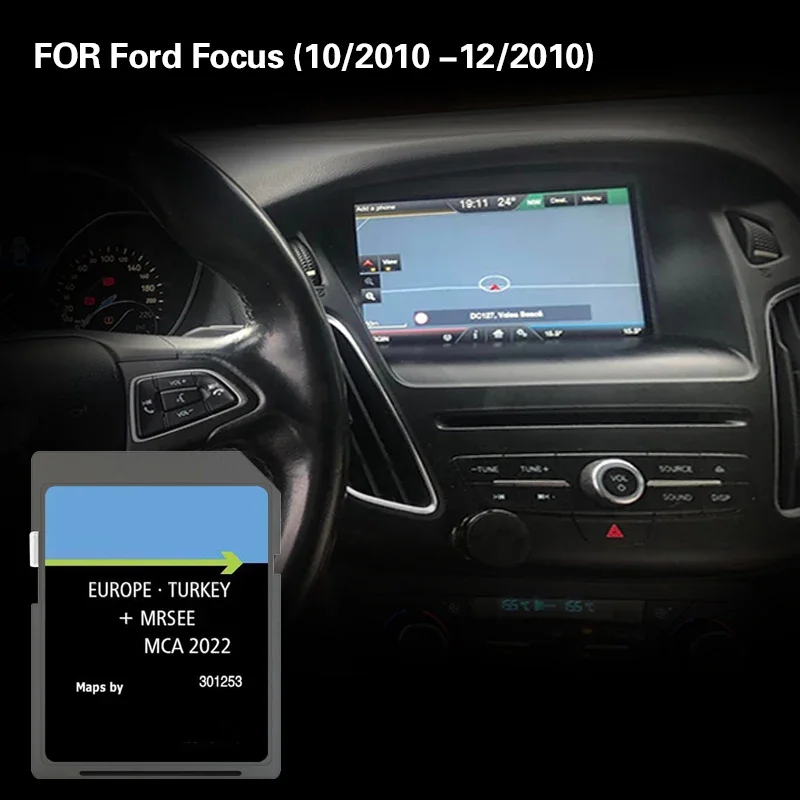 Gunakan untuk Ford Focus 10/2010 -12/2010 penutup peta SD Prancis Italia Belanda kartu GPS navigasi