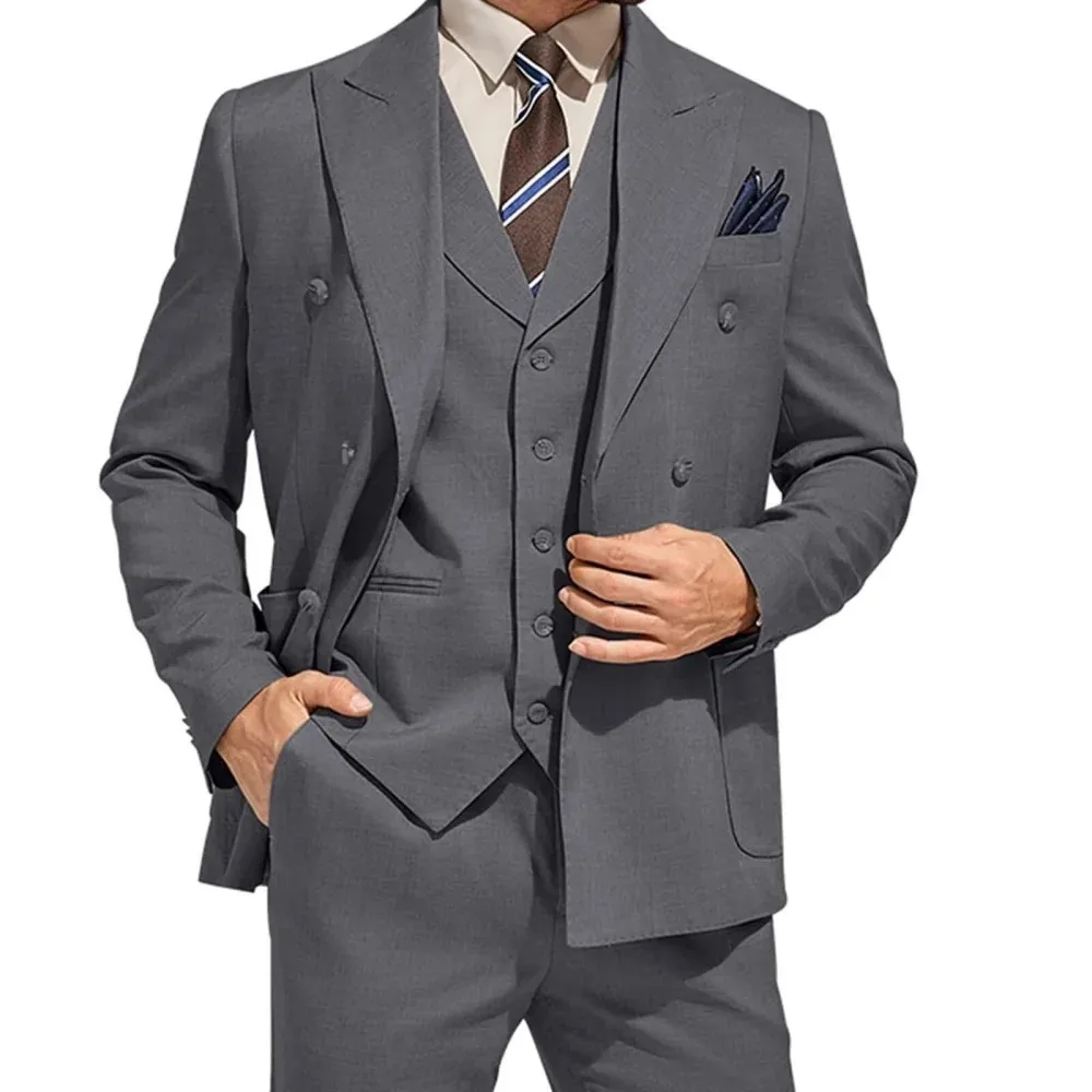 

2025 Fashion Men's Suits Elegant Wedding High Quality Slim Fit t 3 Pieces Blazer+Vest+Pants Sets For Party Customized