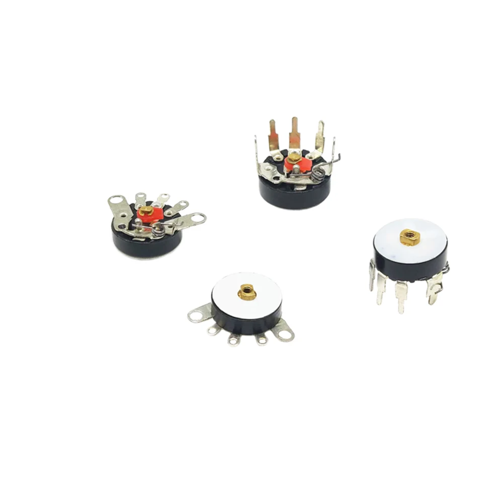 5PCS Flat Foot Straight Angle Radio Potentiometer RV12MM B10K B103 B50K B503 Power Amplifier Volume Potentiometer With Switch