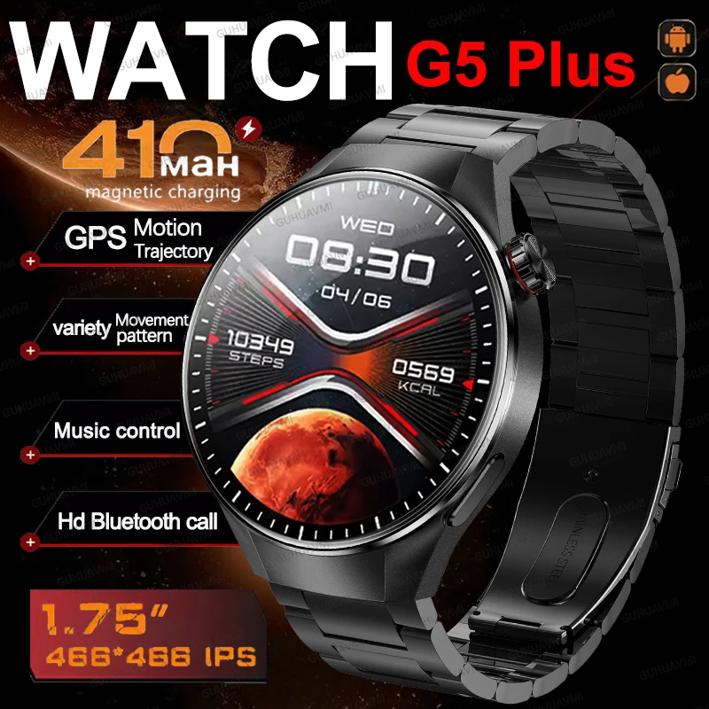 

2025New SmartWatch GT5 PLUS Smart GPS Tracking Location Men 1.75 Inch Sapphire Screen BT Call Compass Altimeter Sport SmartWatch