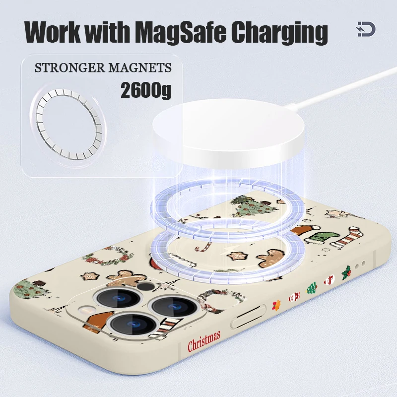 아이폰 17 프로 맥스 케이스 마그네틱 마그세이프 호환 진저브레드 크리스마스 케이스 아이폰 16 프로 맥스 14 13 12 11 16E 에어용