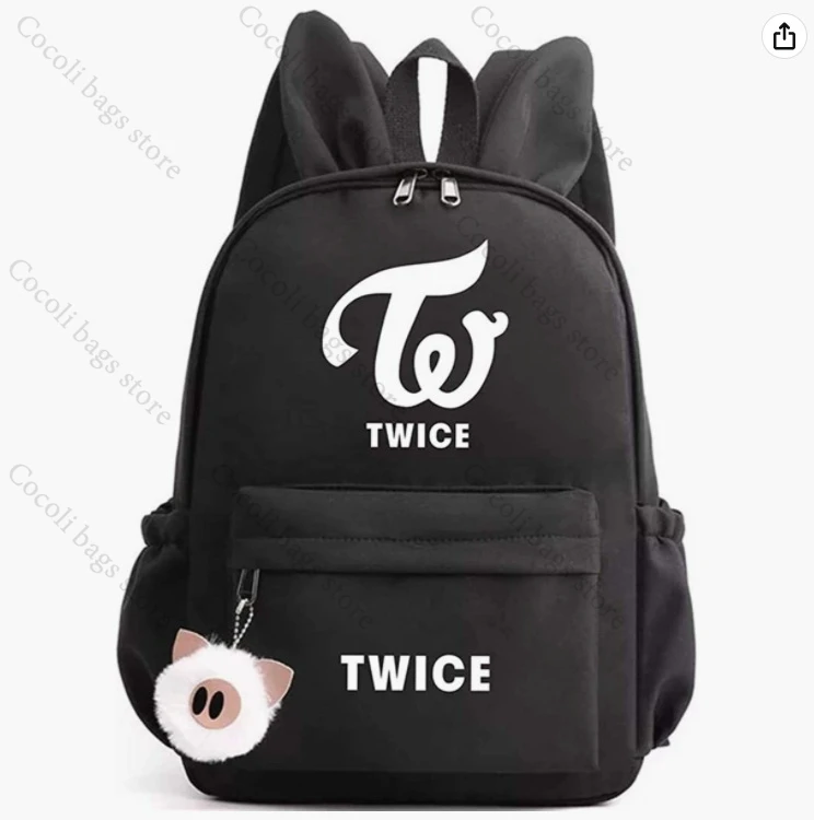 

Kpop TWICE Printing Backpack with Rabbit Ear School Bag for Fans Women's Backpack Girls' School Backpack Travel Backpack