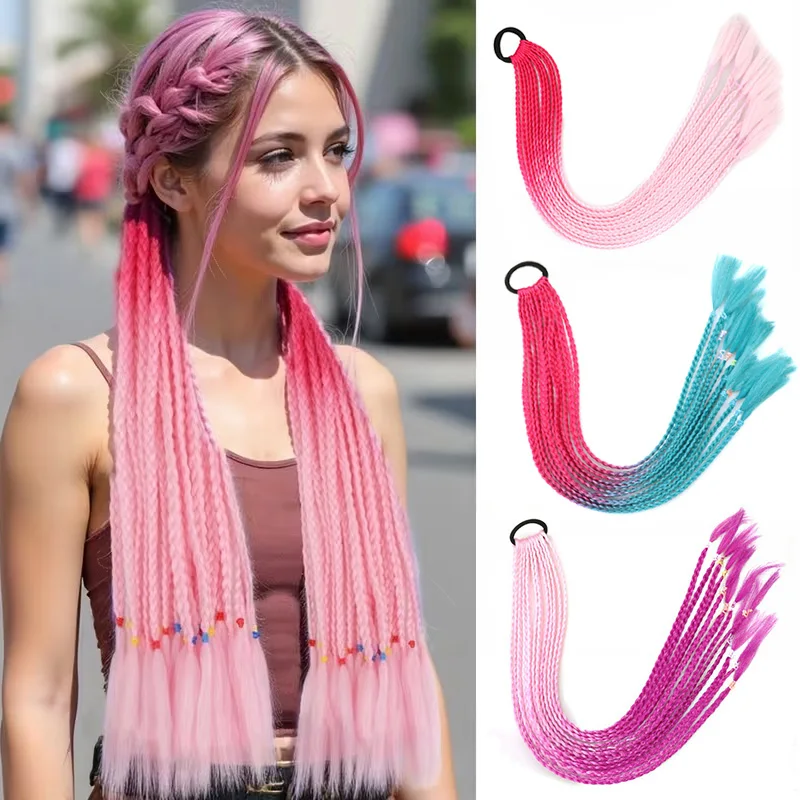 

24-дюймовые синтетические плетеные прямые накладные волосы для женщин, яркие радужные цвета, для повседневного использования и вечеринок