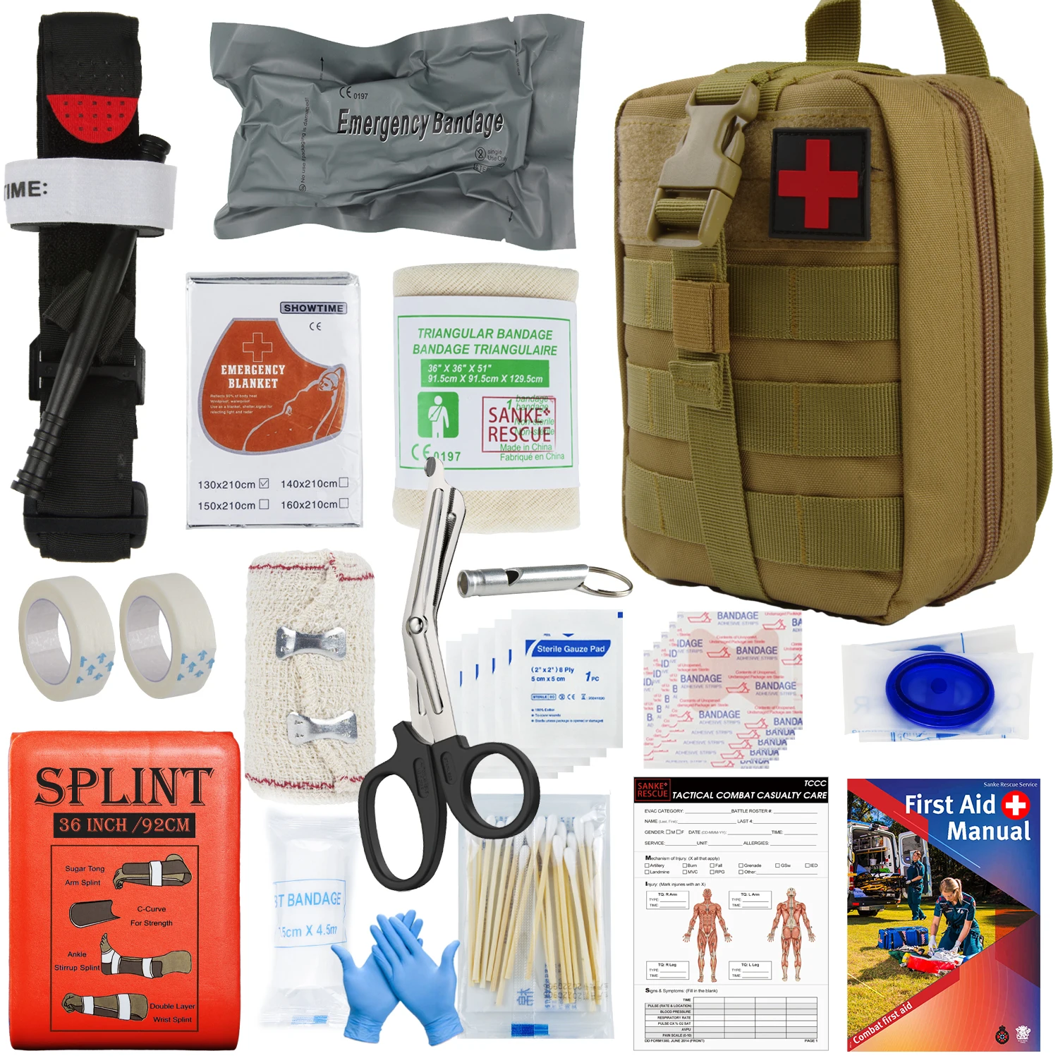 Erste-Hilfe-Überlebenskit Taktische IFAK-Tasche Komplettes Set Molle Camping-Kit mit 18 EMT-Tourniquet-Artikeln Notfall-Outdoor-Set – Detail 16