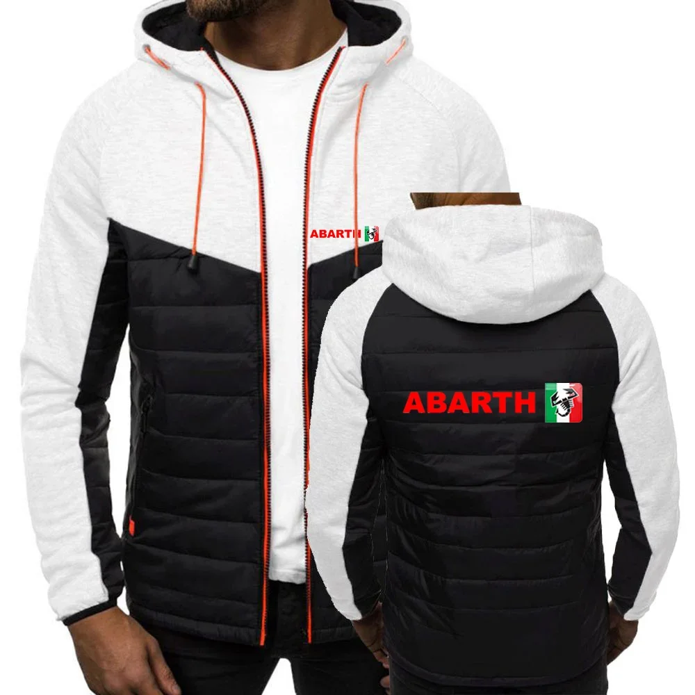 2024 Abarth Men's New Autumn and Winter Patchwork Designe Printing Seven-color Cotton-padded Jacket Hooded Coat Tops