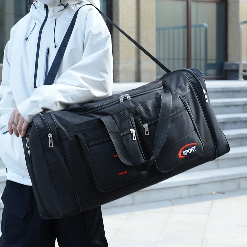 Sports travel handbag, featuring a secure zipper closure, is ideal for sports, fitness, and travel. With fashionable design and