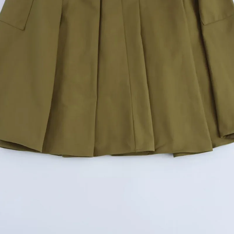 Falda TRAF para mujer, faldas Cargo verdes para mujer, faldas largas por debajo de la rodilla de cintura alta, falda de estilo coreano, faldas elegantes de moda 2024