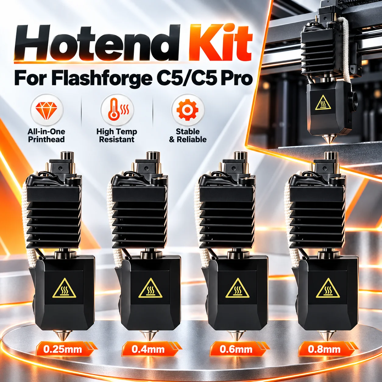 OEM Hotend Kit For Creator 5 Creator 5 Pro Nozzle C5 Hotend Hardened Steel 0.25 0.4 0.6 0.8mm Creator 5 Extruder Parts