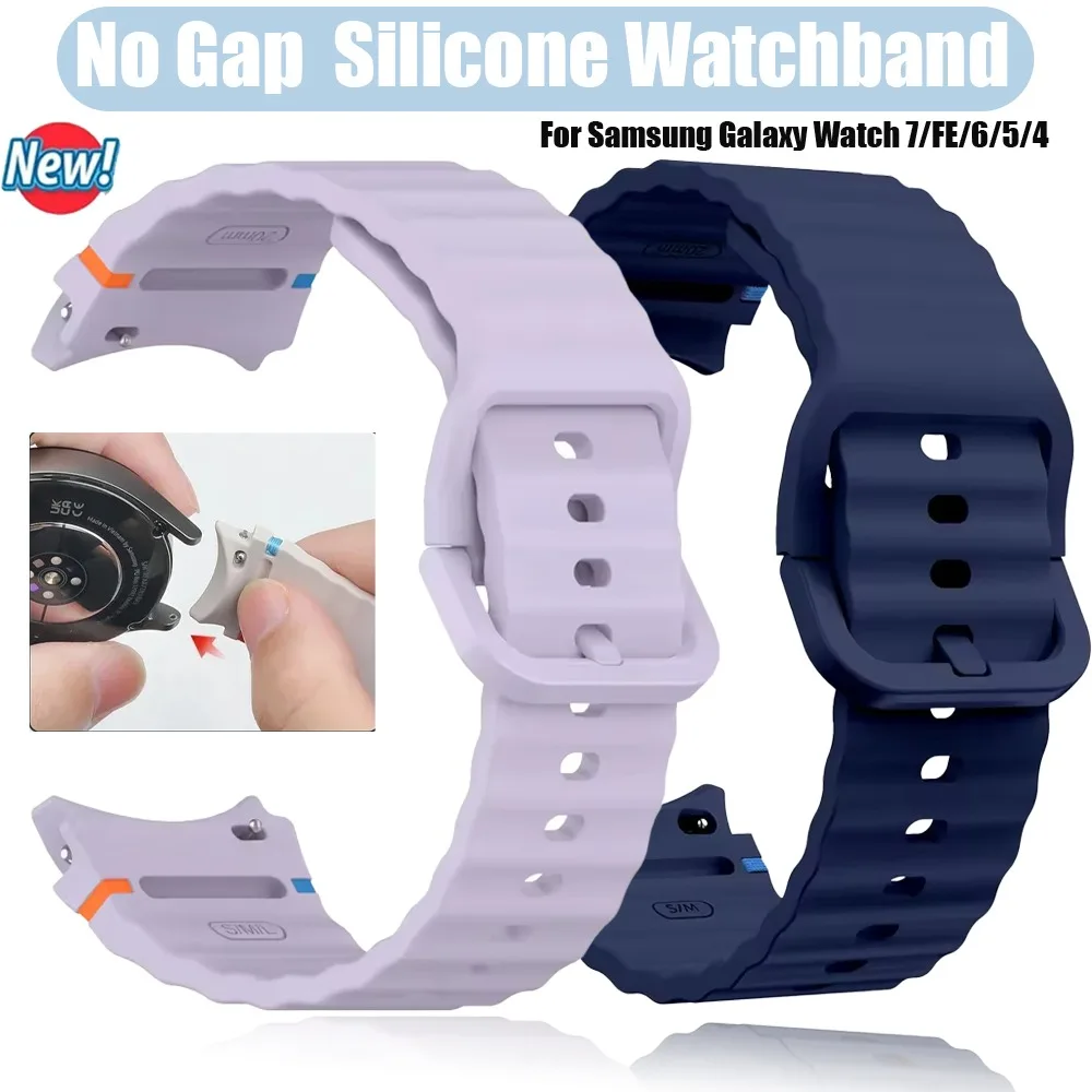 Offizielles Sport-Silikonarmband für Samsung Galaxy Watch 7/FE/6/5/4 44/40mm 5 Pro Wave Komfortables Galaxy Watch 6 Classic 47/43mm