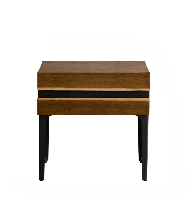 

Modern simple oak single drawer bedside table, antique style old solid wood edge few sofa side cabinet