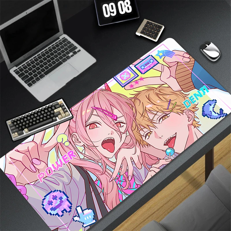 

Computer Gaming Accessories Cute Mousepad Office PC Mouse Pad Keyboard Pad Desk Decoracion C-chainsaw Man Power Anime Desk Mat