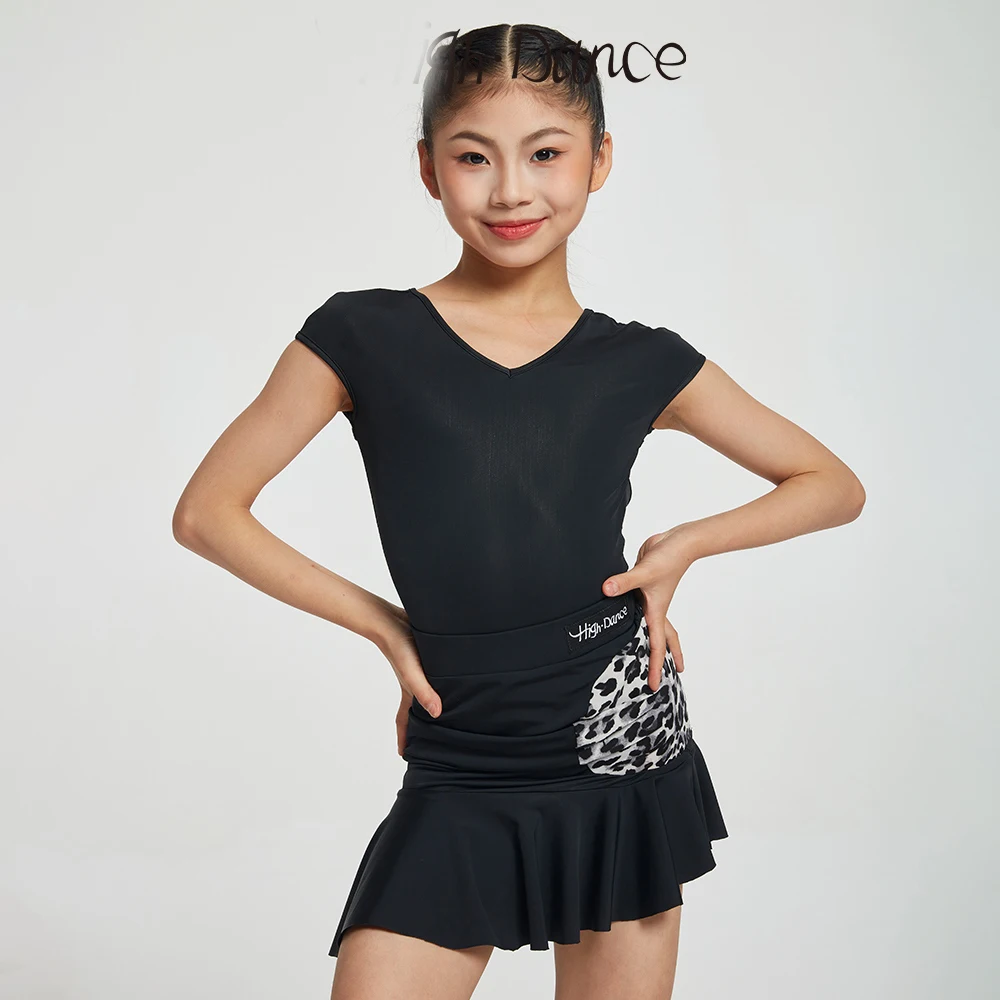 Robe de concours de danse latine pour filles, vêtements de danse latine à manches courtes, Costumes de danse latine Samba pour enfants, DW10992