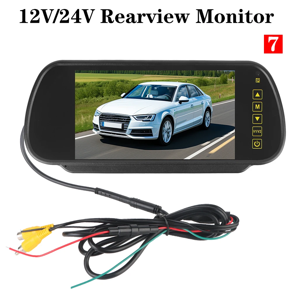 Auto Parking Assist Reverse Priority LED Rearview Monitor 12V/24V Car Rearview Mirror Display HD Video Support 7 Inch Screen