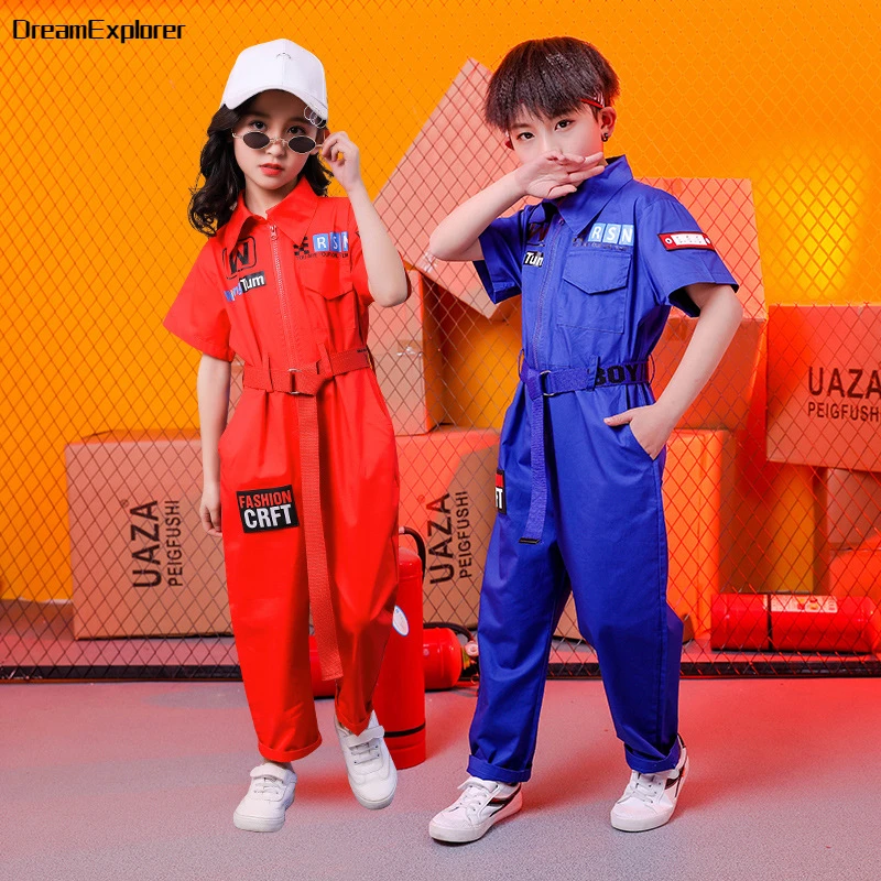 

Children Hip Hop Bodysuits Boys Street Dance Cargo Pants Jumpsuits Girls Rompers Clothes Costumes Kids Streetwear Playsuits