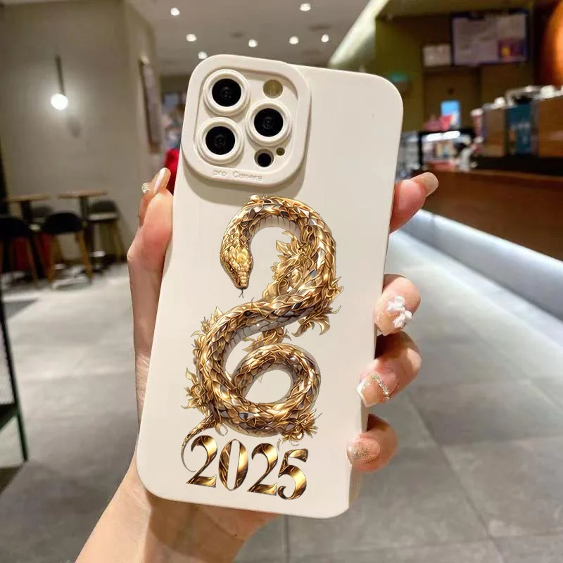 

2025 Luxury New Fashion Gold Snake Year Case For Samsung Galaxy S24 Ultra S25 S23 S22 Plus FE A54 A55 A15 A35 A56 A26 A16 Cover